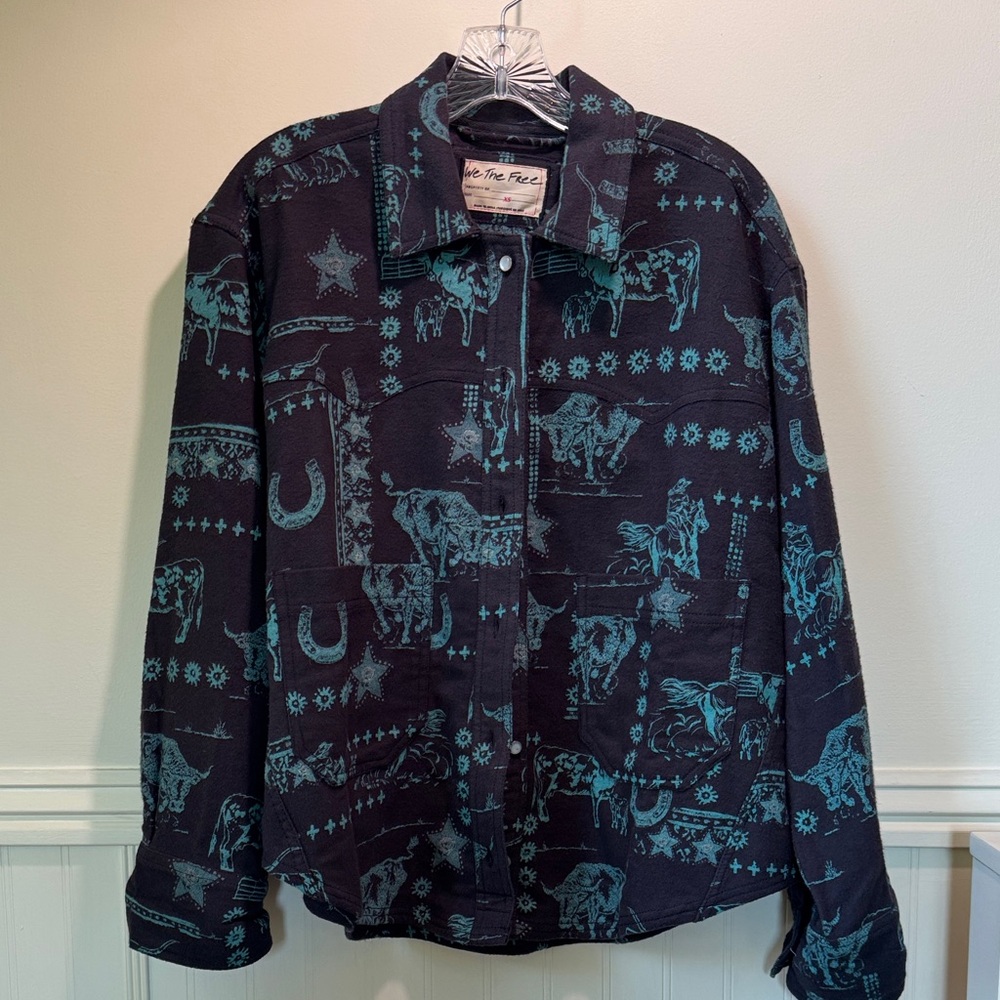 Free People-Western Print Button-Up Shirt